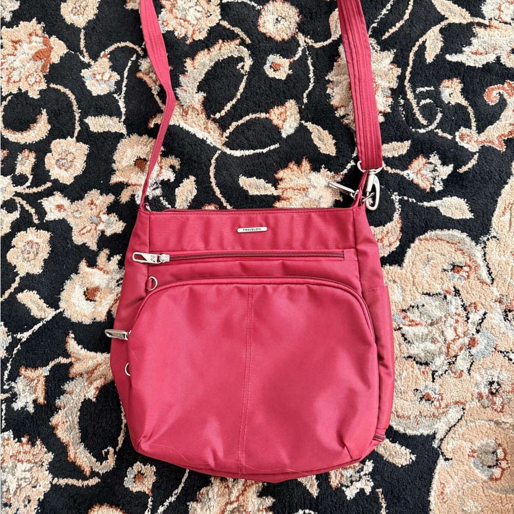 Travelon Crossbody Handbag Brick Red Like New